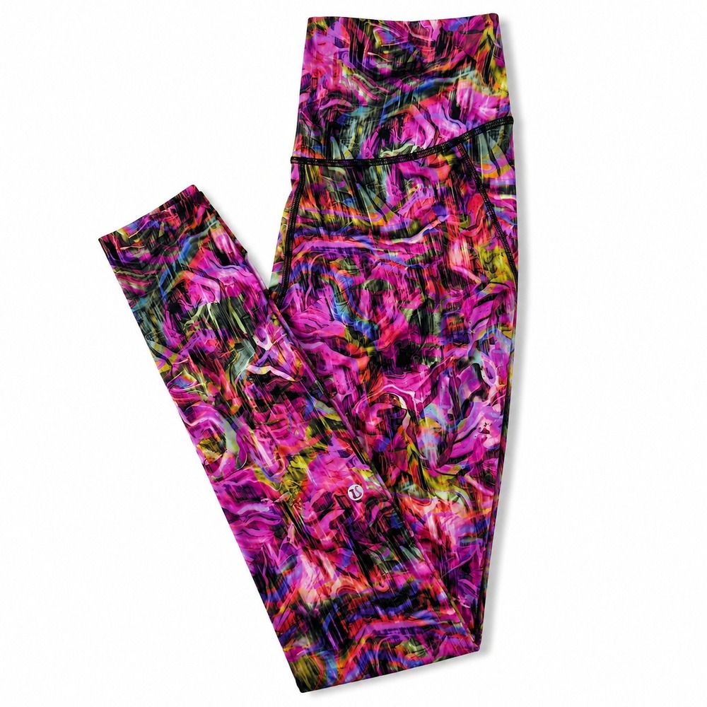 Lululemon Fast Free High Rise Leggings Womens 6 Multicolor Nulux Running 28in